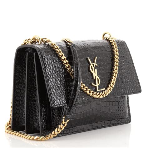 pochette ysl croco|Saint Laurent Sunset Medium YSL Crossbody Bag in Croc .